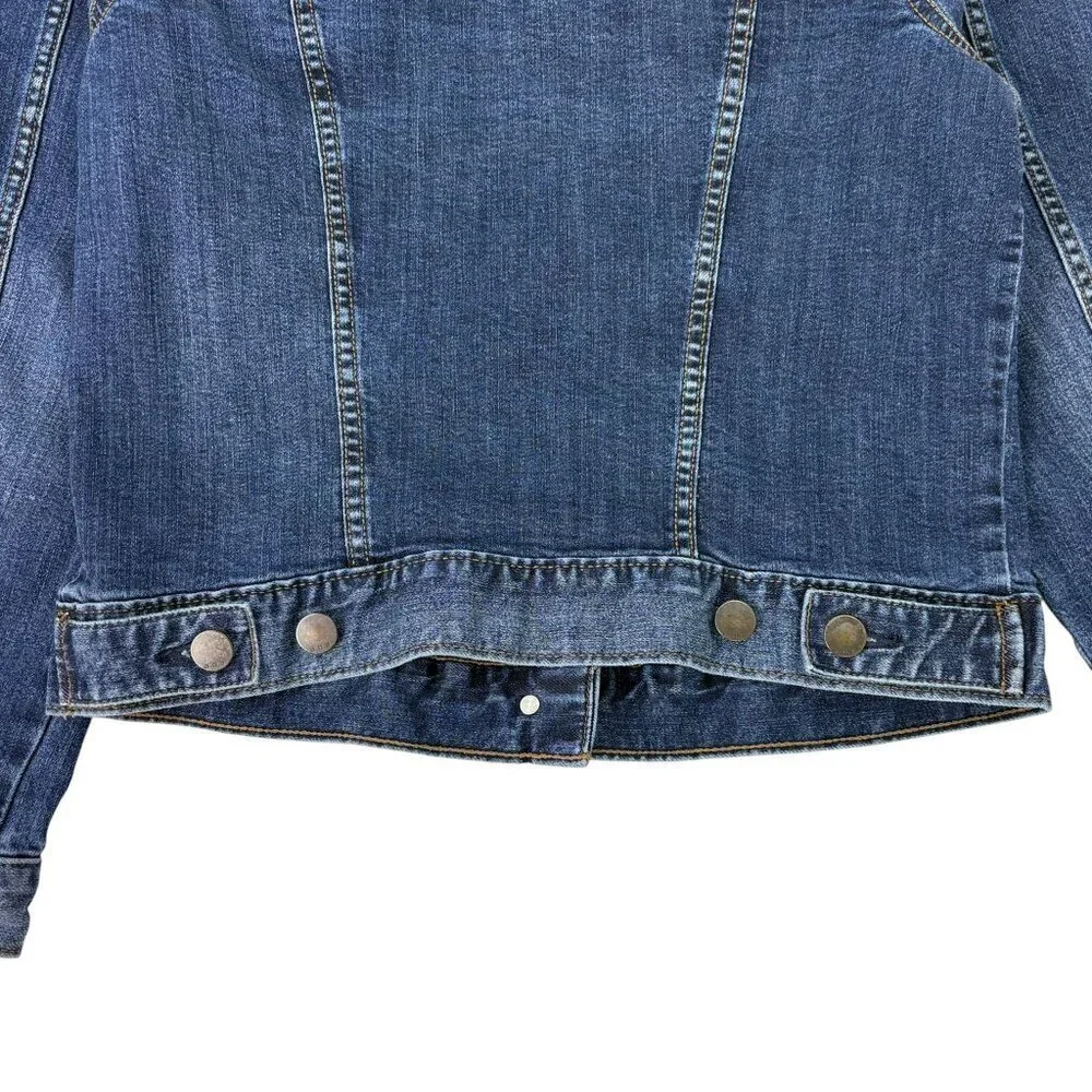 A.N.A Women’s Blue Denim Jean Jacket Size Small Stretch Classic Button Up